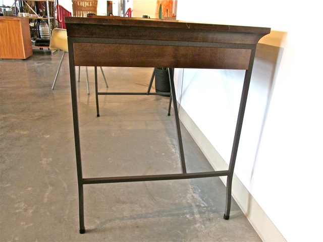 Italian Campaign Style Leather, Wood & Metal Desk