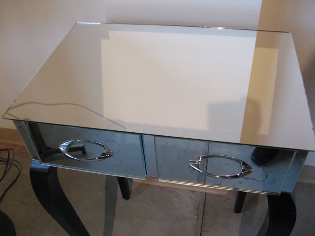 Petite Mirrored Wood Vanity 