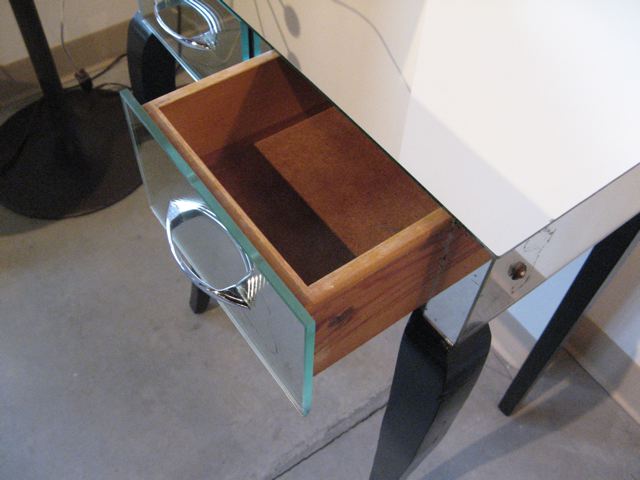Petite Mirrored Wood Vanity 