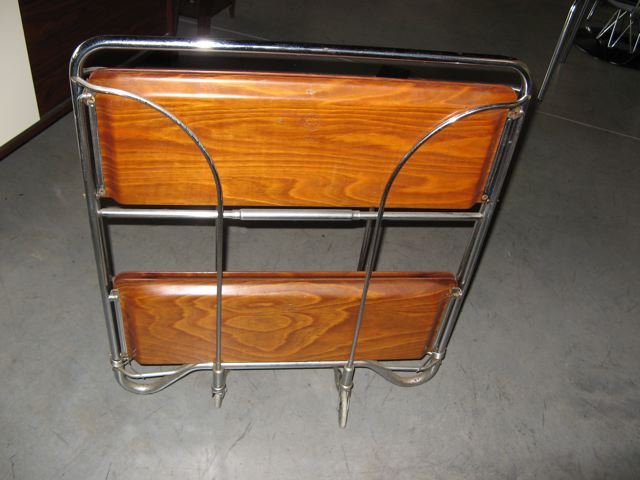 German Wood & Chrome Bar Cart 