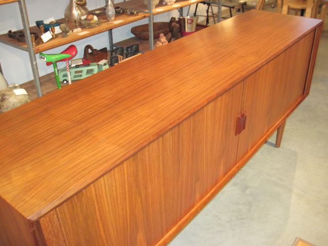 Teak Tambour Door Credenza 