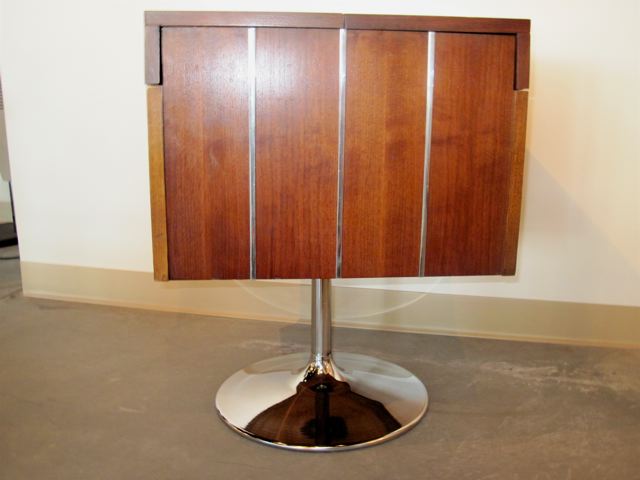 Paul Evans Wood & Chrome Tulip Base Bar 
