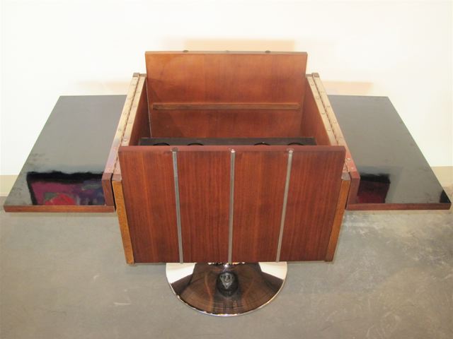 Paul Evans Wood & Chrome Tulip Base Bar 