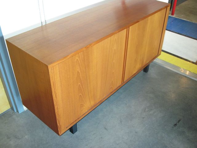 Danish Teak Tambour Door Credenza