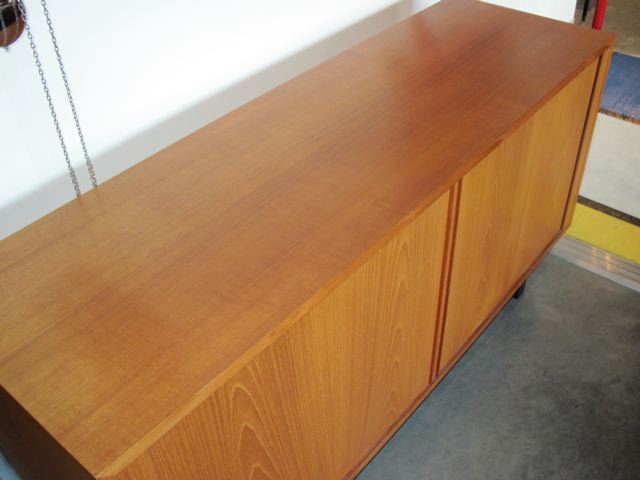 Danish Teak Tambour Door Credenza
