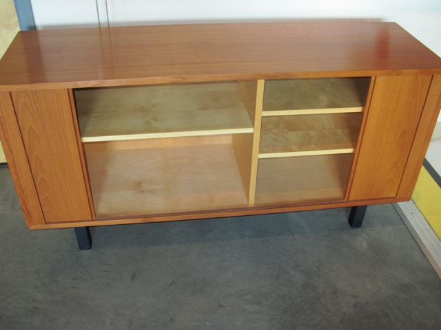 Danish Teak Tambour Door Credenza