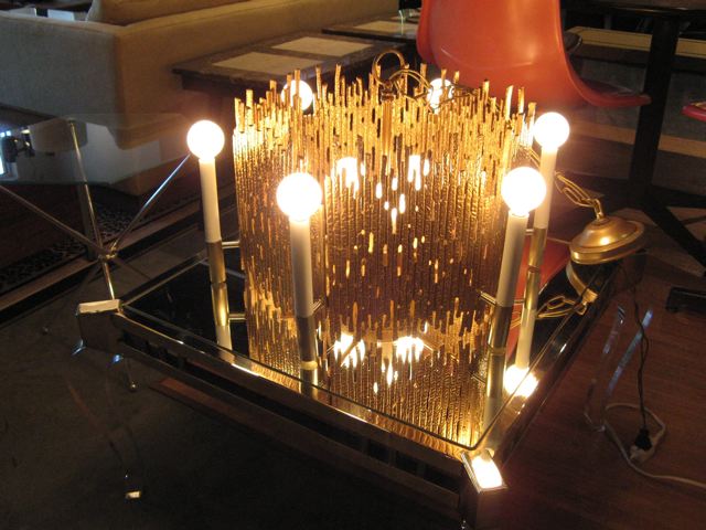 Six Arm Gold Metal Chandelier 