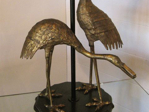 Two Metal Cranes Table Lamp 