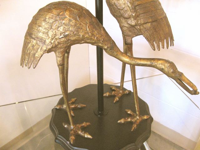 Two Metal Cranes Table Lamp 