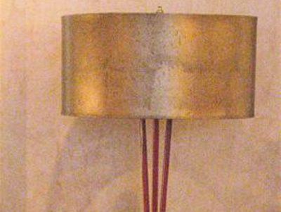 Red Metal Tripod Floor Lamp 