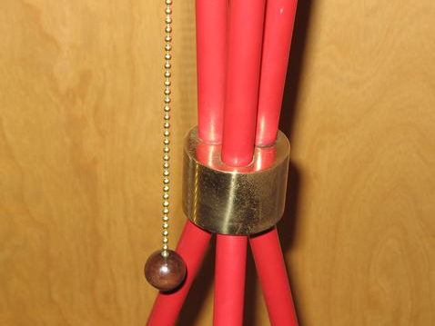 Red Metal Tripod Floor Lamp 