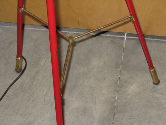 Red Metal Tripod Floor Lamp 
