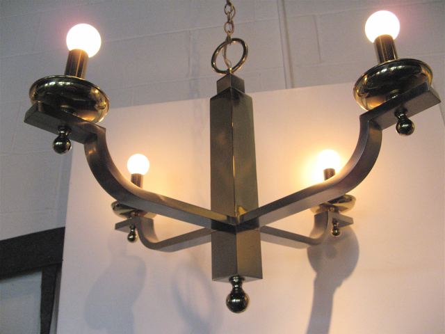 Bronze and Chrome Four Arm Chandelier 
