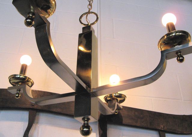 Bronze and Chrome Four Arm Chandelier 
