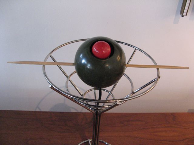 Chrome Martini Glass & Olive Table Light