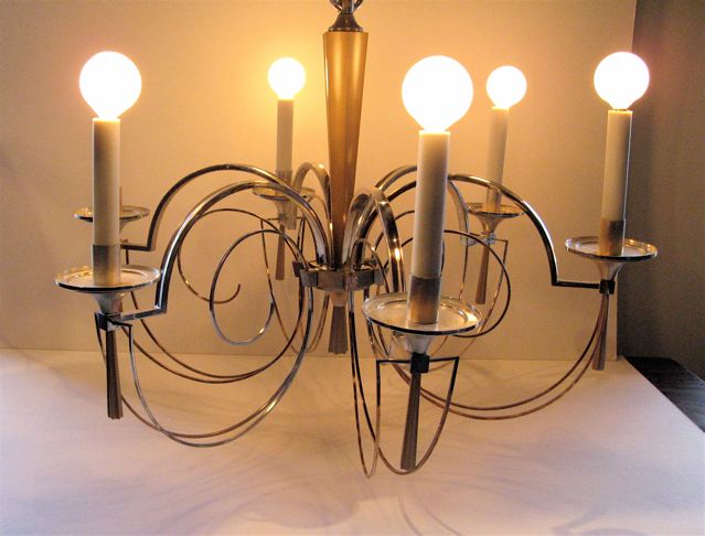 Silver Six Arm Chandelier 