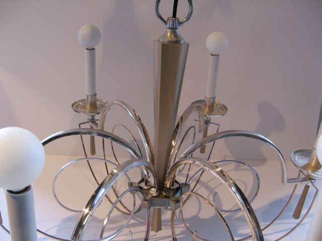 Silver Six Arm Chandelier 