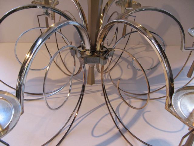Silver Six Arm Chandelier 