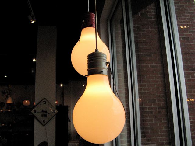 Pair of Monumental Light Bulb Pendants 