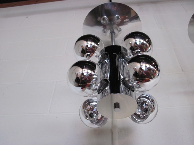 Lightolier Eight Arm Chrome Pendants