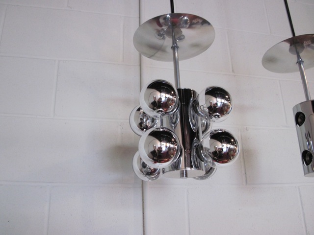 Lightolier Eight Arm Chrome Pendants