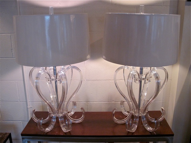Lucite Pair of Lamps