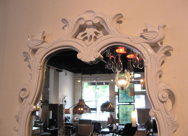 White Lacquer Baroque Mirror