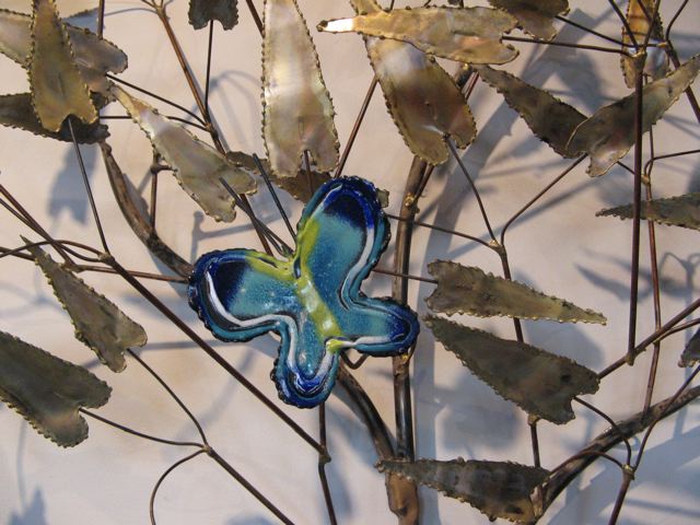 Curtis Jere Metal and Enamel Wall Tree Sculpture 