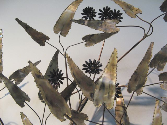 Curtis Jere Metal and Enamel Wall Tree Sculpture 