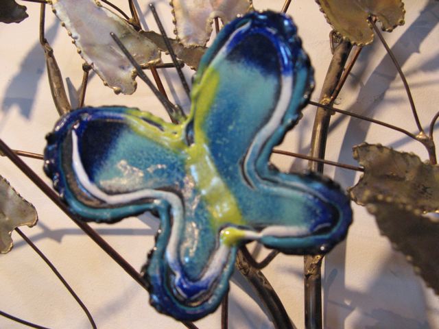 Curtis Jere Metal and Enamel Wall Tree Sculpture 