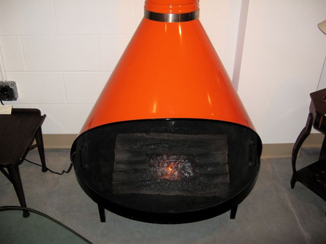 Orange Enamel Steel Fireplace 