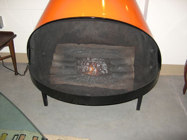 Orange Enamel Steel Fireplace 