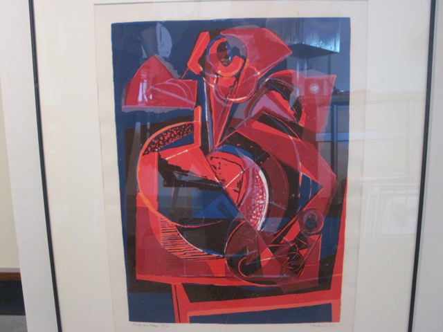 Hawkins'  Fruit On A Table  Abstract/ Cubist Serigraph