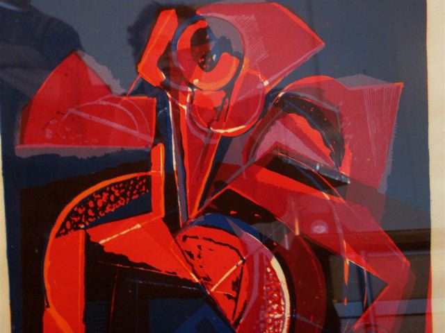 Hawkins'  Fruit On A Table  Abstract/ Cubist Serigraph
