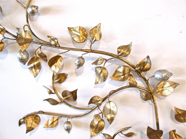 Italian Gilded Metal Lemon Tree Wall Sculpture