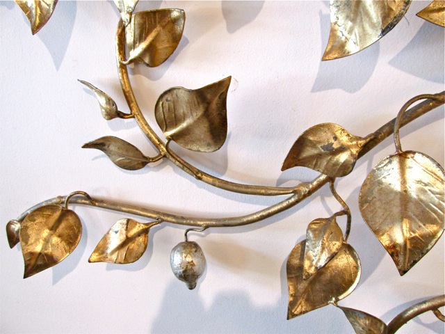 Italian Gilded Metal Lemon Tree Wall Sculpture