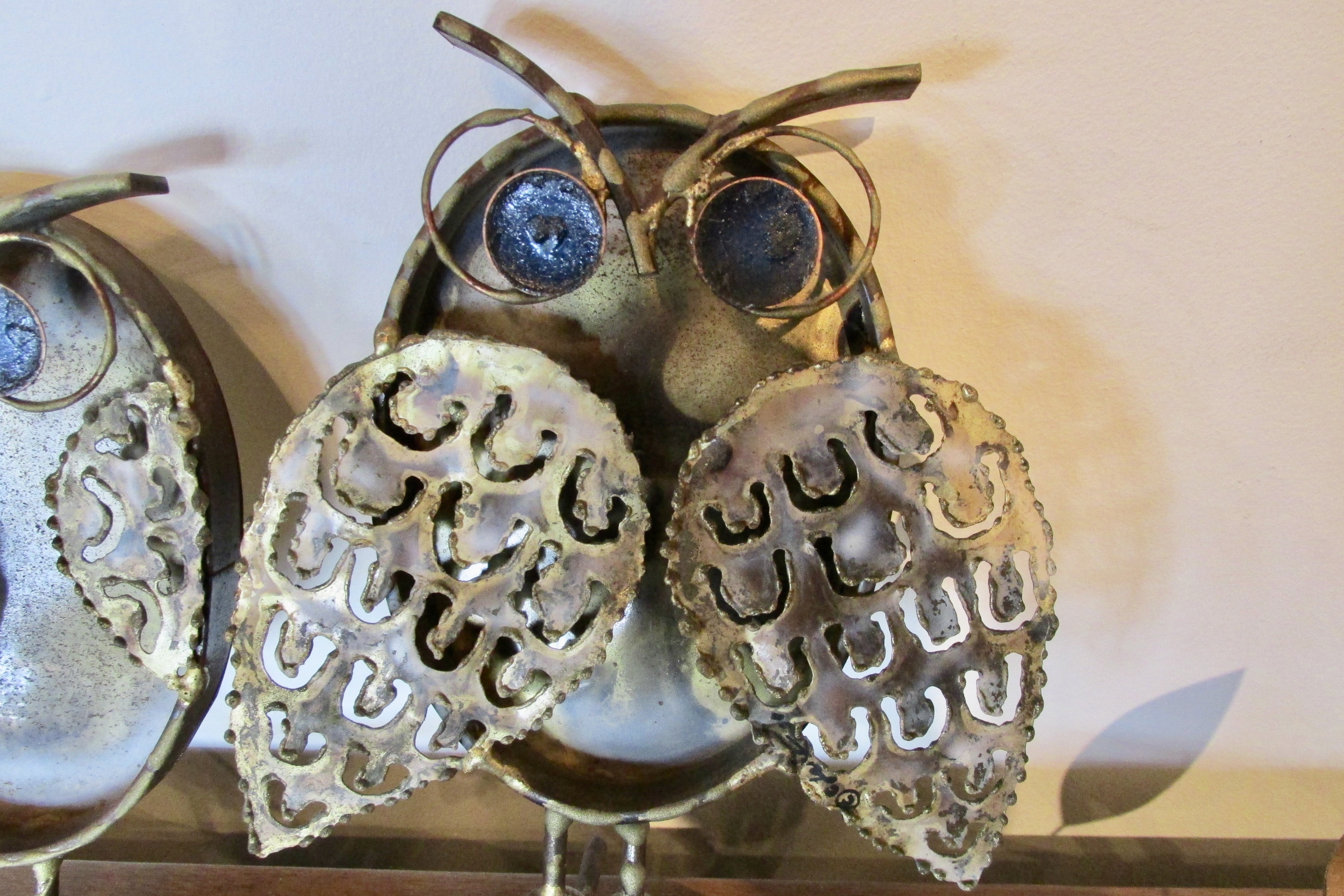 C. Jere <em>Perched Owls</em> Metal Wall Sculpture