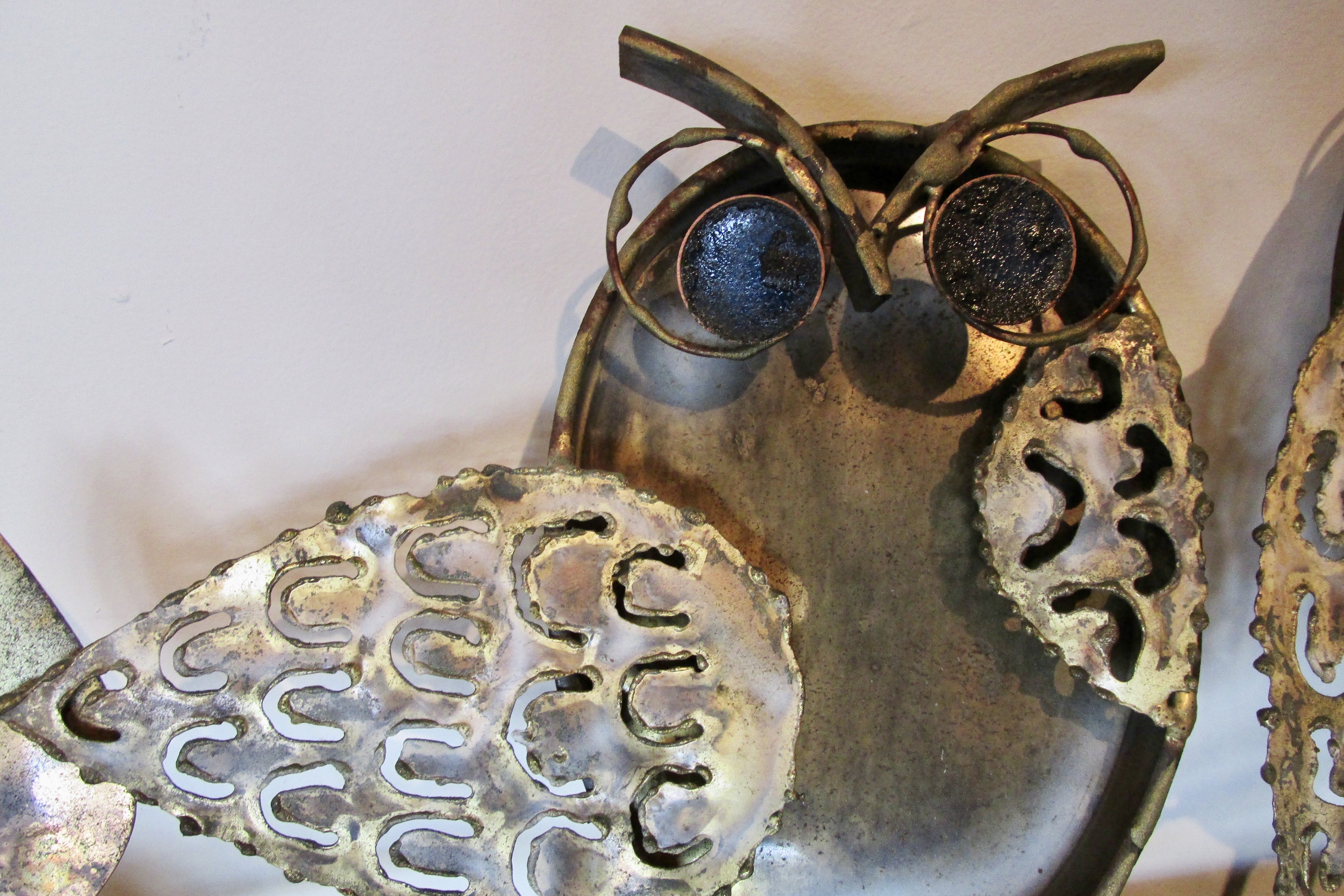 C. Jere <em>Perched Owls</em> Metal Wall Sculpture