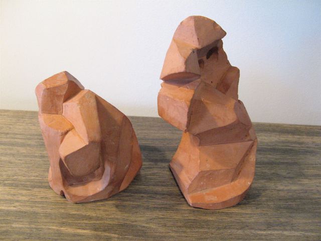 Pair of Cubist Terracotta Sculptures 