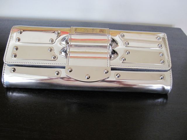 Gucci Silver Leather, Metal & Lucite Evening Bag