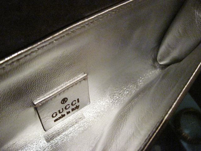 Gucci Silver Leather, Metal & Lucite Evening Bag