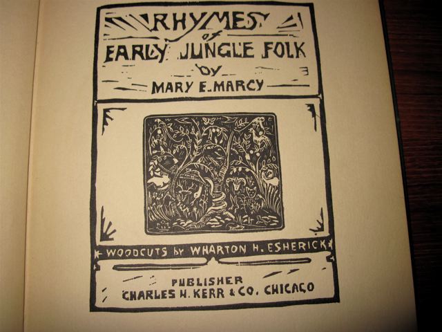 Wharton Esherick Woodcuts in Mary E. Marcy's Rhymes of Early Jungle Folk Book