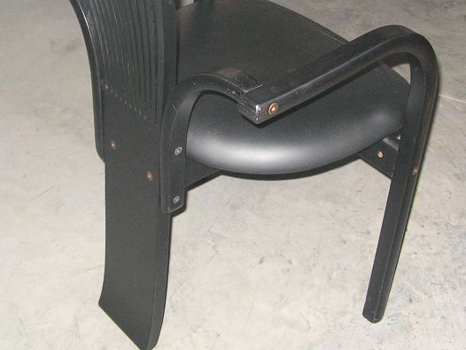 Six Wood and Leather Chairs 