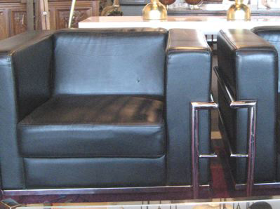 Two Le Corbusier Style Leather Lounge Chairs 