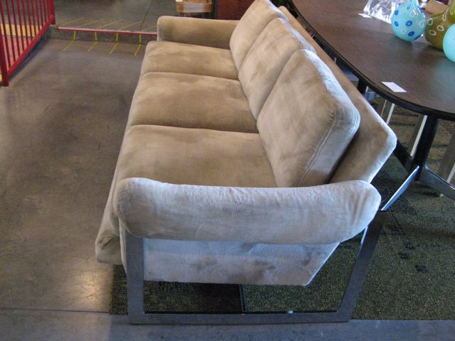 Milo Baughman Three Seat Mohair Sofa 