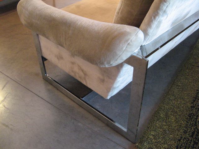 Milo Baughman Three Seat Mohair Sofa 