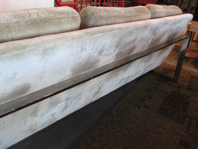 Milo Baughman Three Seat Mohair Sofa 