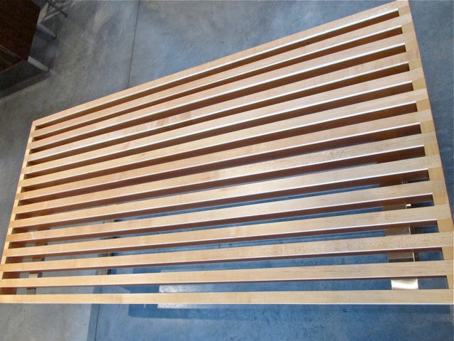 George Nelson Style Maple & Steel Bench