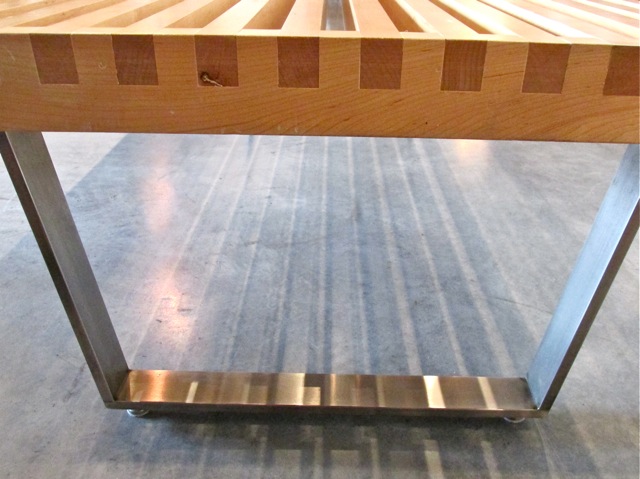 George Nelson Style Maple & Steel Bench