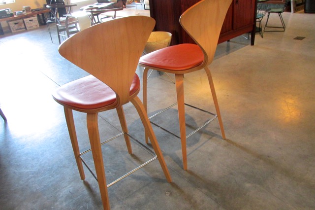 Norman Cherner  Wood & Leather Stools
